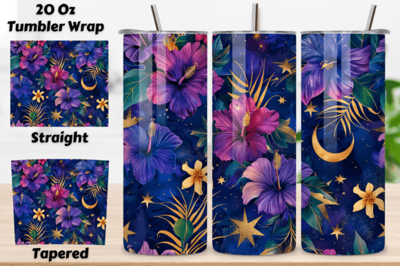 3D Celestial Night Garden Tumbler Wrap: A Unique Addition to Your Creative Projects