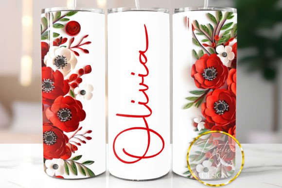 Customize Your Tumbler with 3D Flowers Tumbler Wrap PNG