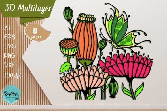 Discover the Beauty of Flowers Multilayer 3D SVG