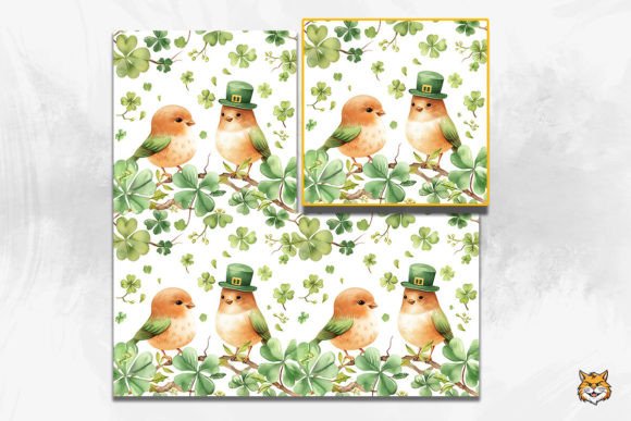 Discover the Charm of St. Patrick Lovebirds Seamless Pattern