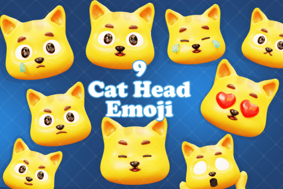 Enhance Your Creative Projects with 3D Cat Head Character Emoji, Expression