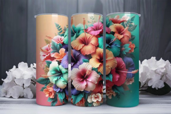 Enhance Your Drinkware with 3D Flower 20oz Skinny Tumbler Wrap
