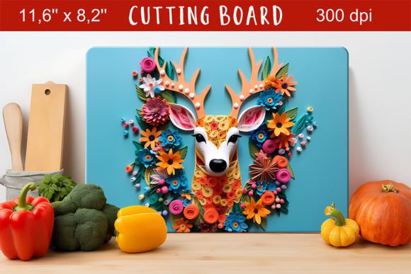 Enhance Your Kitchen and Home Decor with 3D Deer and Flowers Cutting Board Designs