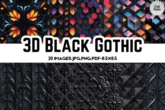Explore 3D Black Gothic Digital Paper