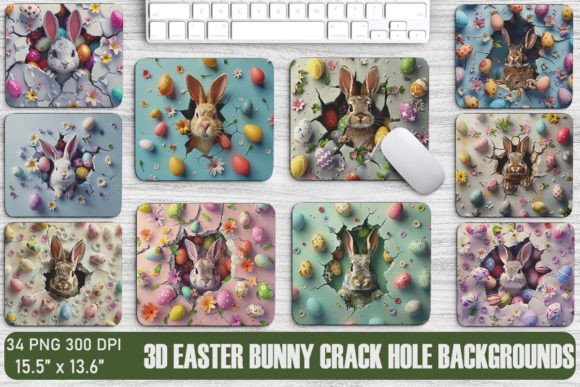 Explore 3D Easter Bunny Crack Hole Backgrounds