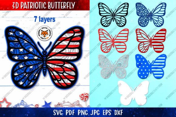 Explore Creative Possibilities with 3D Patriotic Butterfly SVG