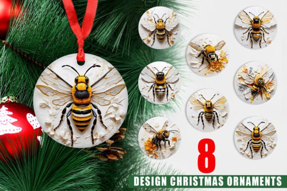 Explore the Charm of 3D Bee Painting and Christmas Ornaments PNG for Your Holiday Decor