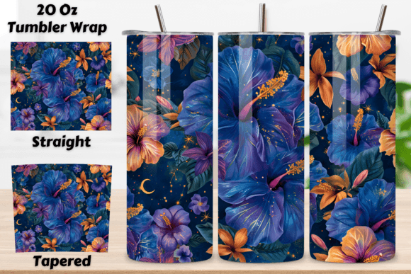 Explore the Magic of 3D Celestial Night Garden Tumbler PNG