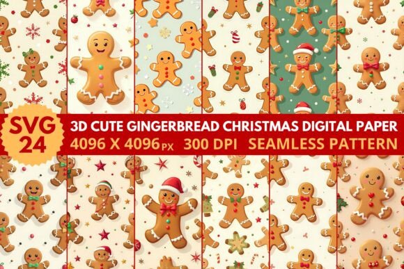 Explore the Magic of Cute Gingerbread Christmas Digital Paper