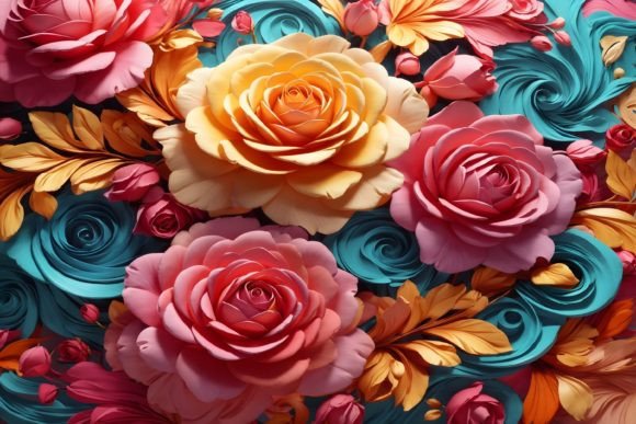 Explore the Versatility of 3D Colorful Rose Flower Backgrounds