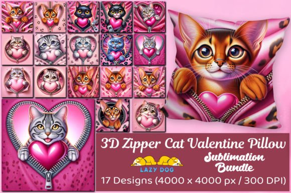 Explore the Versatility of the 3D Zipper Cat Valentine Pillow Bundle