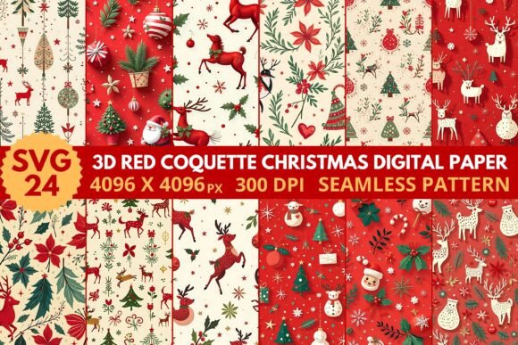 Exploring 3D Red Coquette Christmas Digital Paper: A Versatile and Festive Design Solution