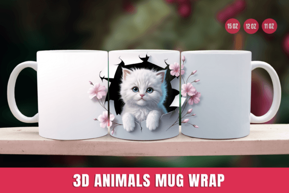 Transform Your Mug with 3D Cat Animal Mug Wrap