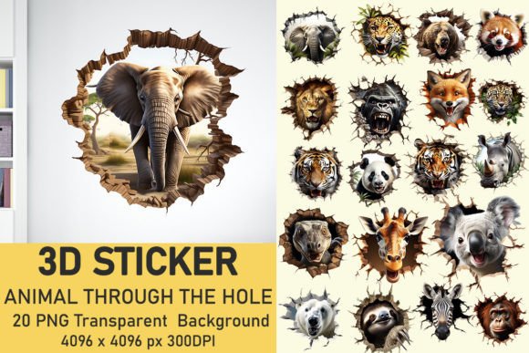 Transform Your Space with 3D Animal Through the Hole Stickers