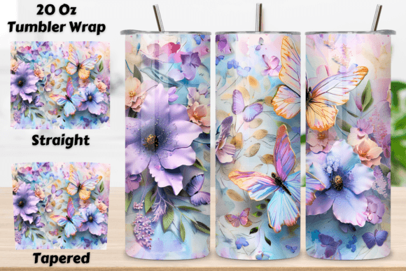 Transform Your Tumblers with 3D Floral Seamless Butterfly Designs