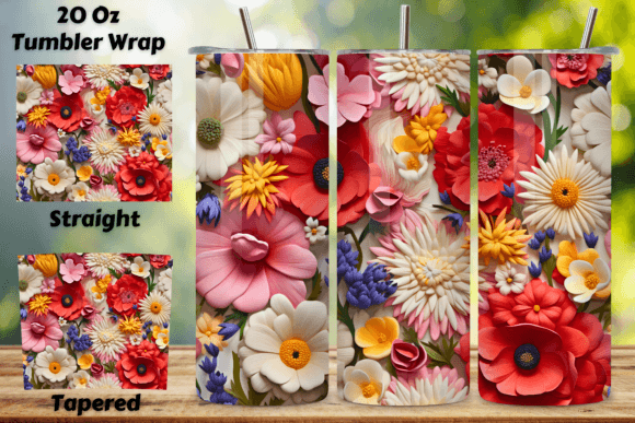Transform Your Tumblers with 3D Wildflowers Tumbler Wrap Seamless