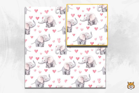 Valentine Elephants Seamless Pattern 1
