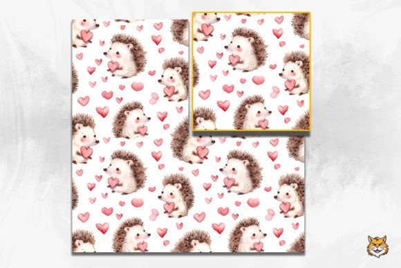 Valentine Hedgehogs Seamless Pattern