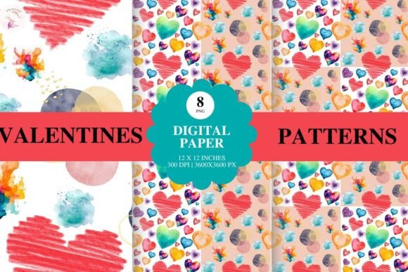 Valentines Digital Paper Patterns for Creative Projects