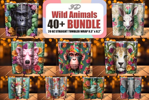 Wild Animals 3D Tumbler Wrap Designs